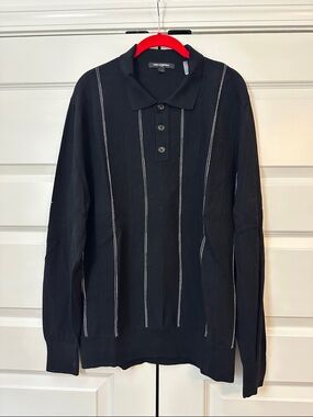 Karl Lagerfeld Black Knit Top with Crew Neck